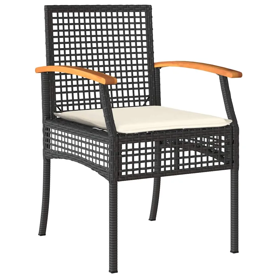Ensemble à manger de jardin avec coussins 3 pcs Noir - 3