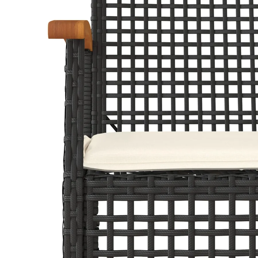 Ensemble à manger de jardin avec coussins 3 pcs Noir - 4