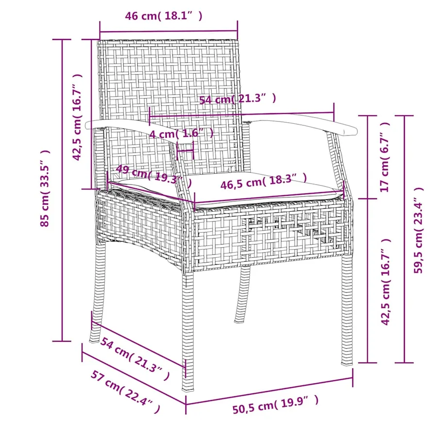 Ensemble à manger de jardin avec coussins 3 pcs Noir - 8