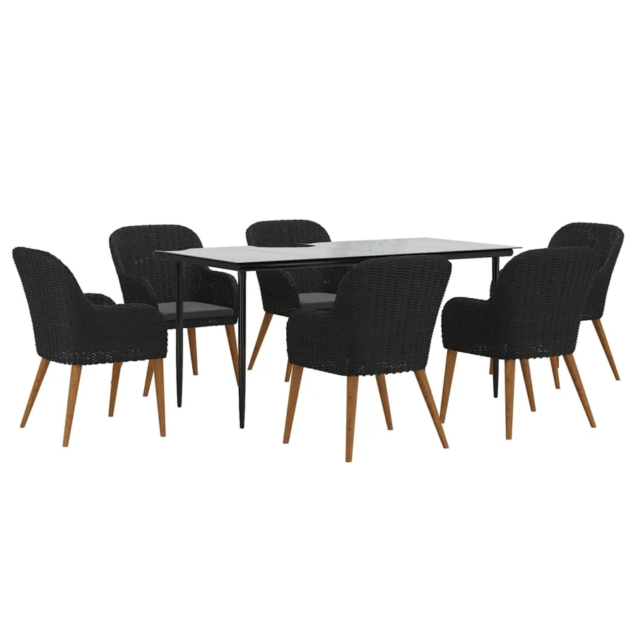 Ensemble à manger de jardin avec coussins 7 pcs Noir - 3