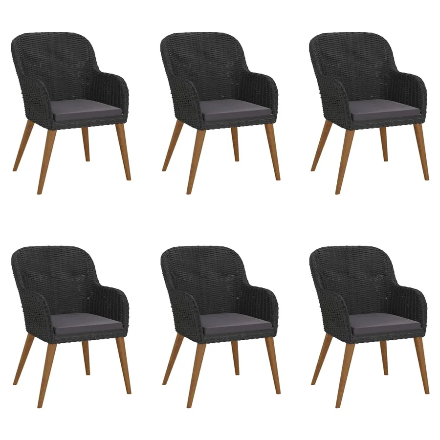 Ensemble à manger de jardin avec coussins 7 pcs Noir - 4