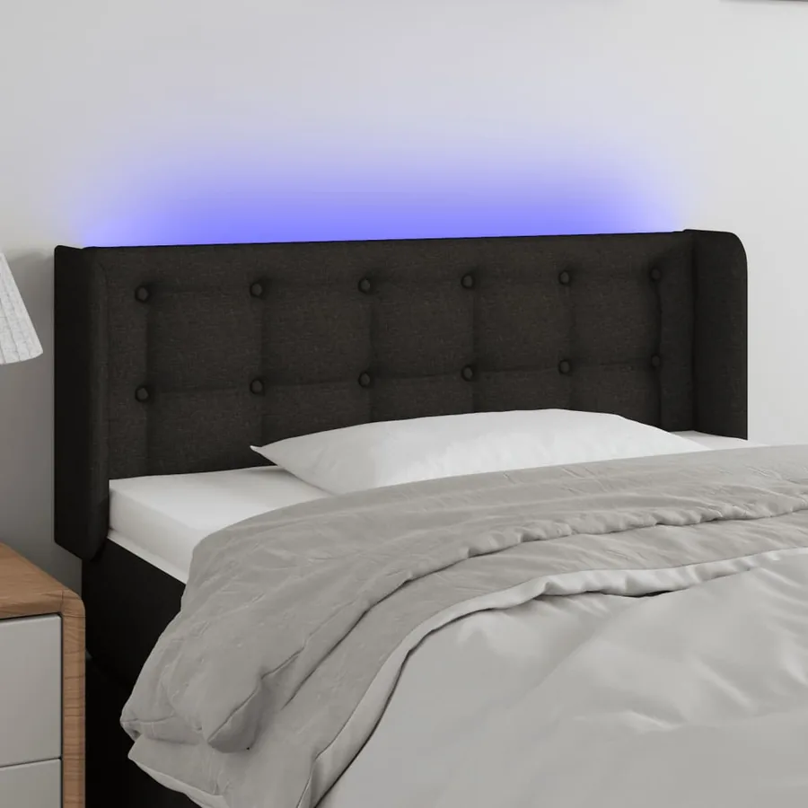 Tête de lit à LED Noir 93x16x78/88 cm Tissu