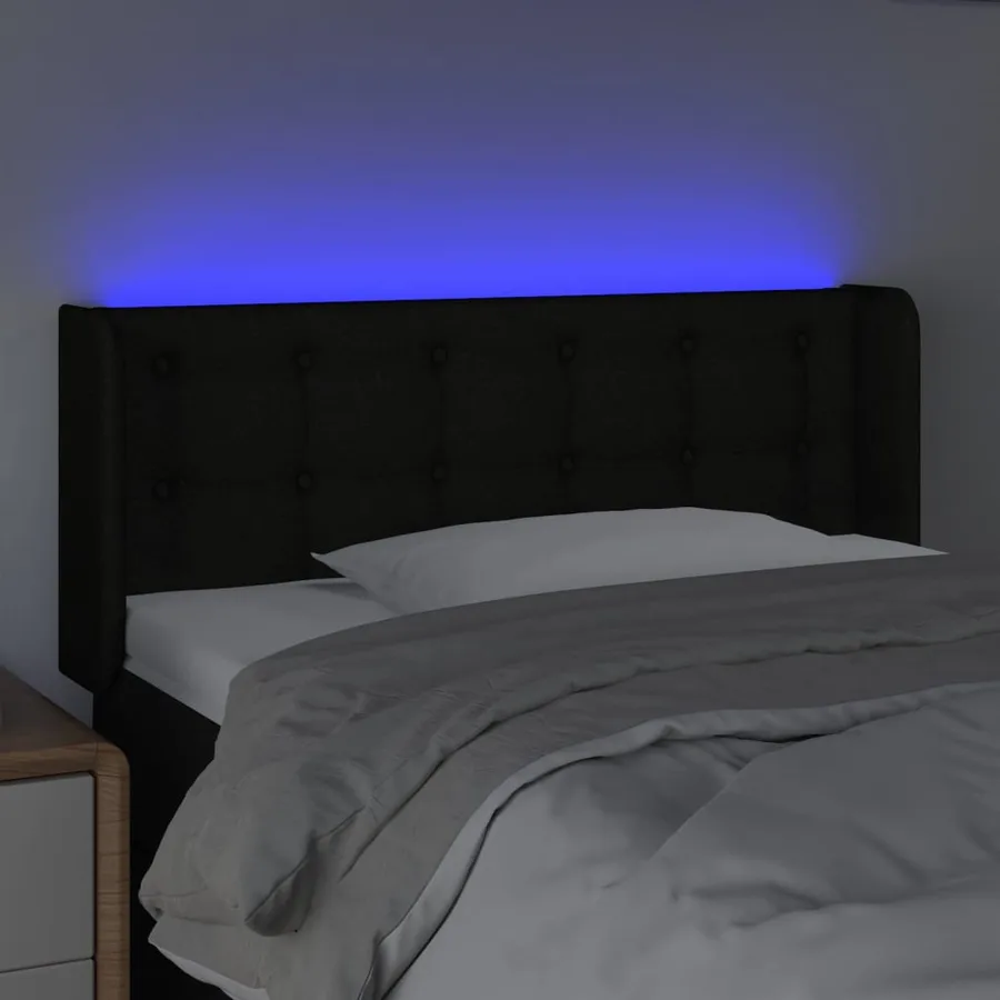 Tête de lit à LED Noir 93x16x78/88 cm Tissu - 4