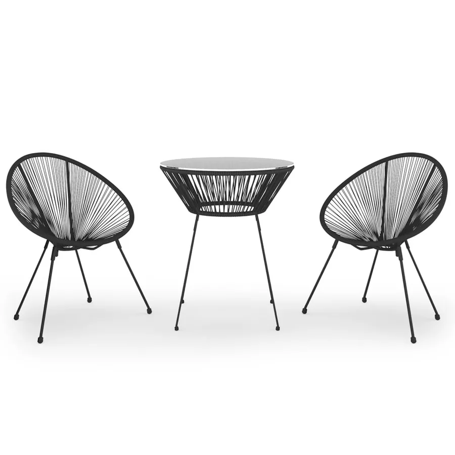 Ensemble à manger de jardin 3 pcs Noir - 2
