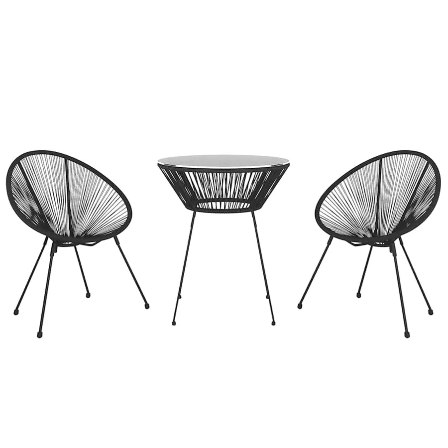 Ensemble à manger de jardin 3 pcs Noir - 3