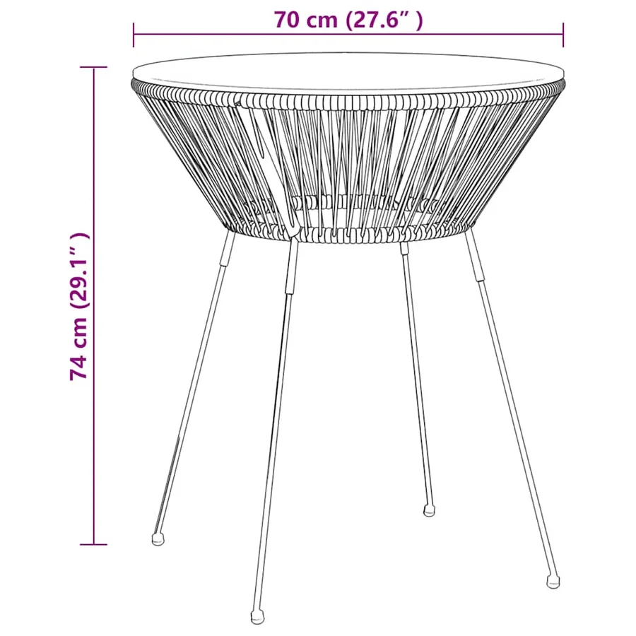 Ensemble à manger de jardin 3 pcs Noir - 9