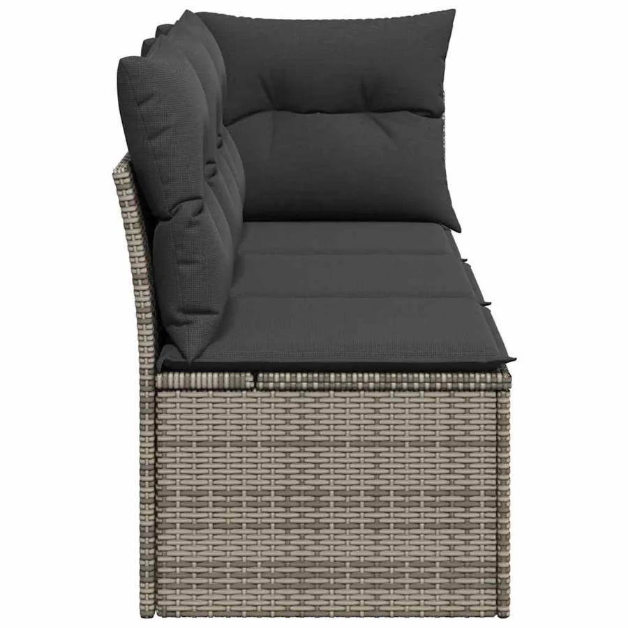 Canapé de jardin avec coussins 3 places gris résine tressée - 5