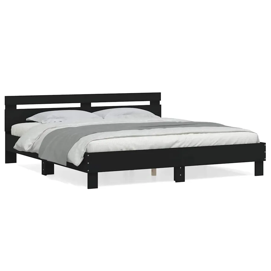 Cadre de lit sans matelas noir 180x200 cm - 2