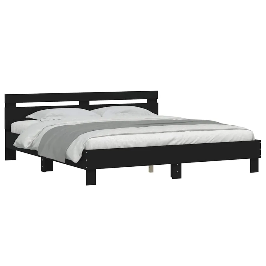 Cadre de lit sans matelas noir 180x200 cm - 4