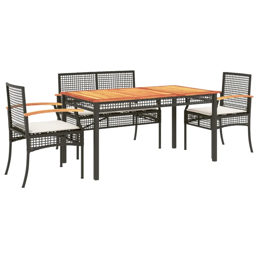 Ensemble à manger de jardin coussins 5pcs Noir Résine tressée - 2