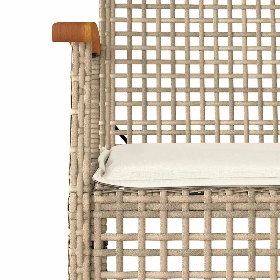 Ensemble à manger de jardin avec coussins 5pcs Beige poly rotin - 5