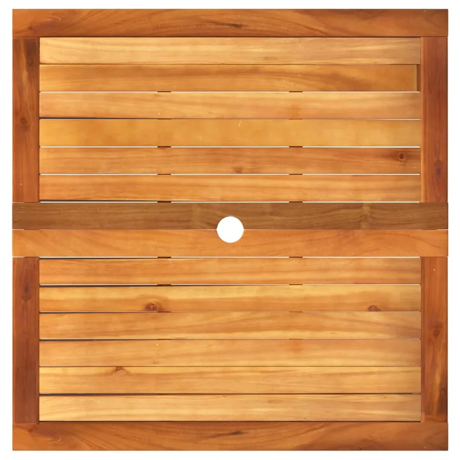 Table de jardin beige 80x80x75 cm résine tressée et bois acacia - 6