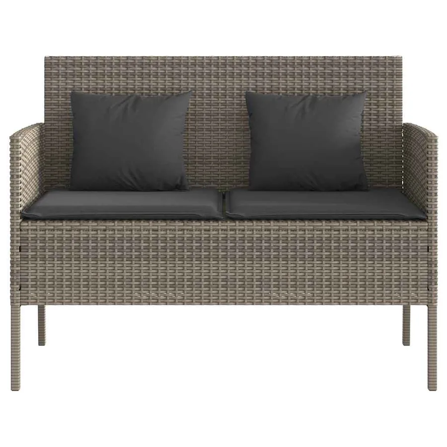 Banc de jardin avec coussins gris résine tressée - 4