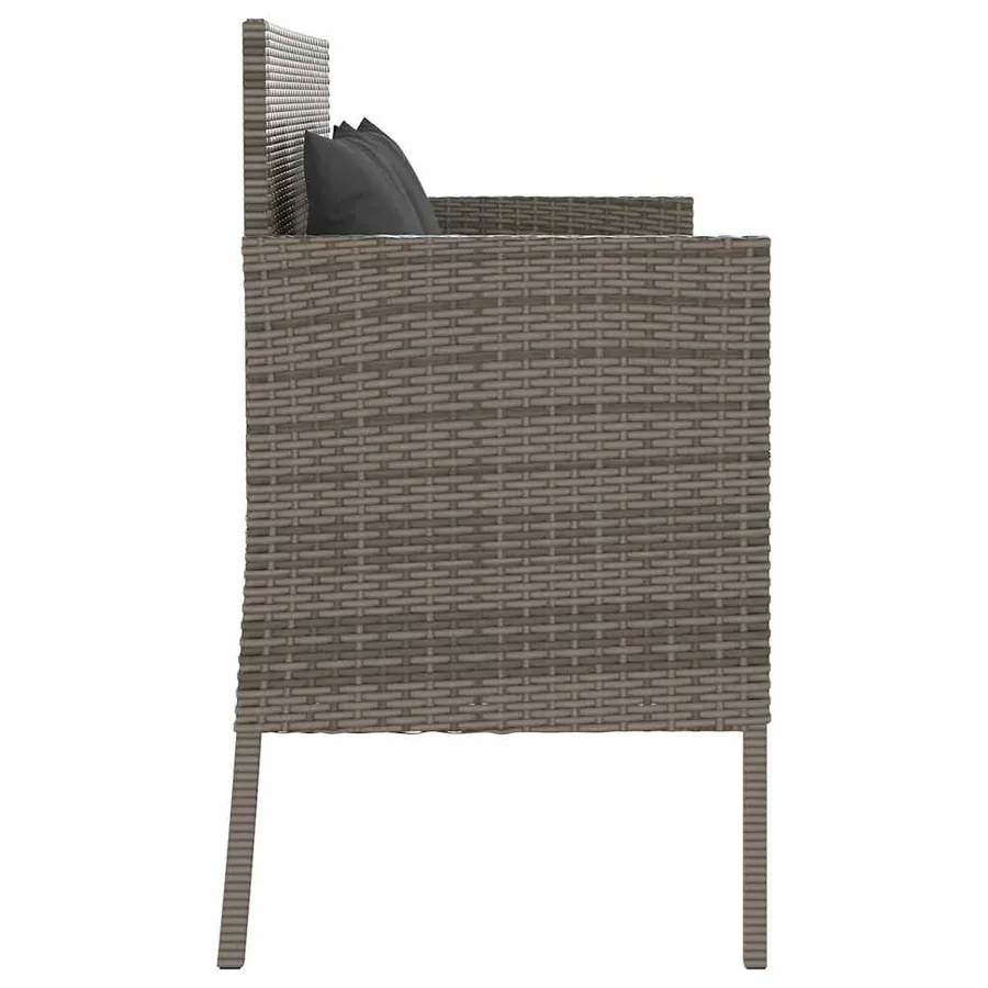 Banc de jardin avec coussins gris résine tressée - 5