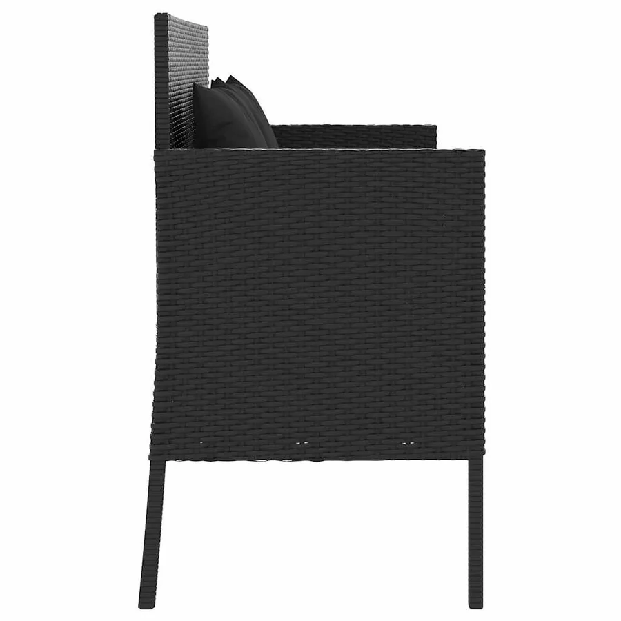 Banc de jardin avec coussins noir résine tressée - 5