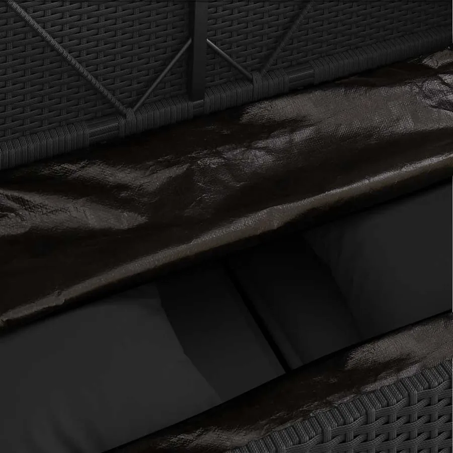Banc de jardin avec coussins noir résine tressée - 9