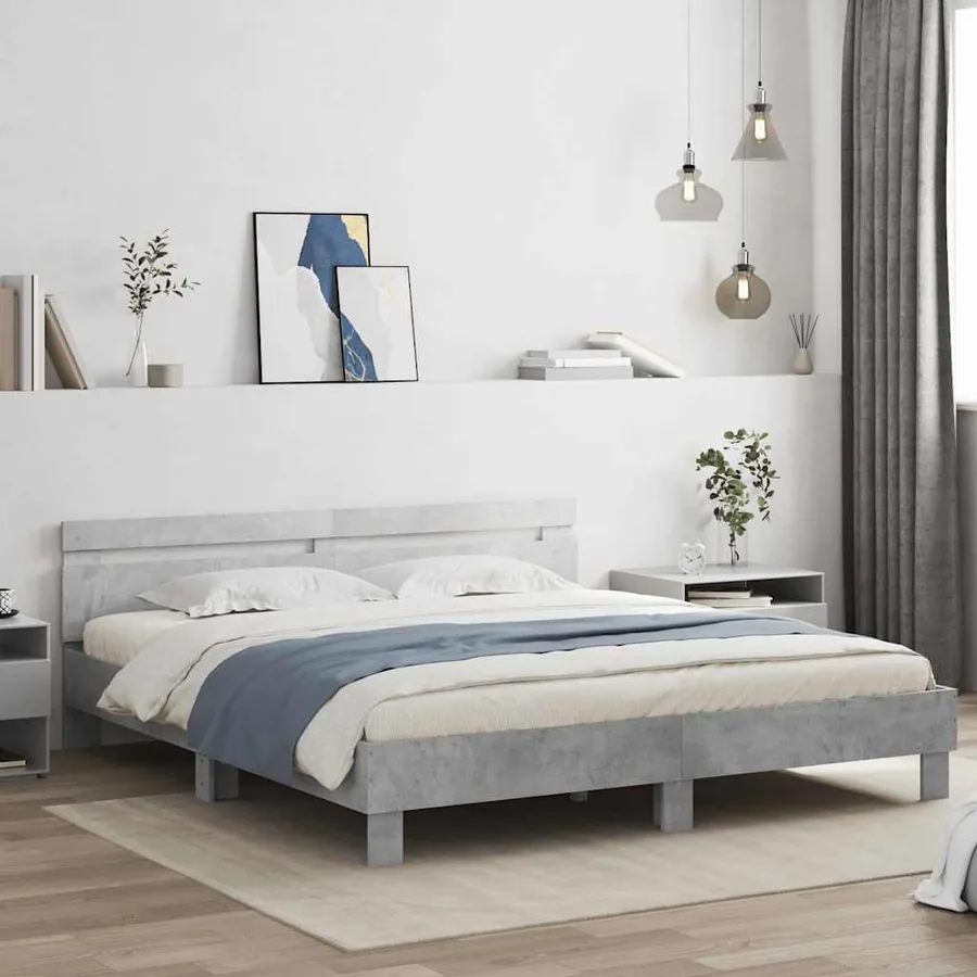 Cadre de lit sans matelas gris béton 180x200 cm