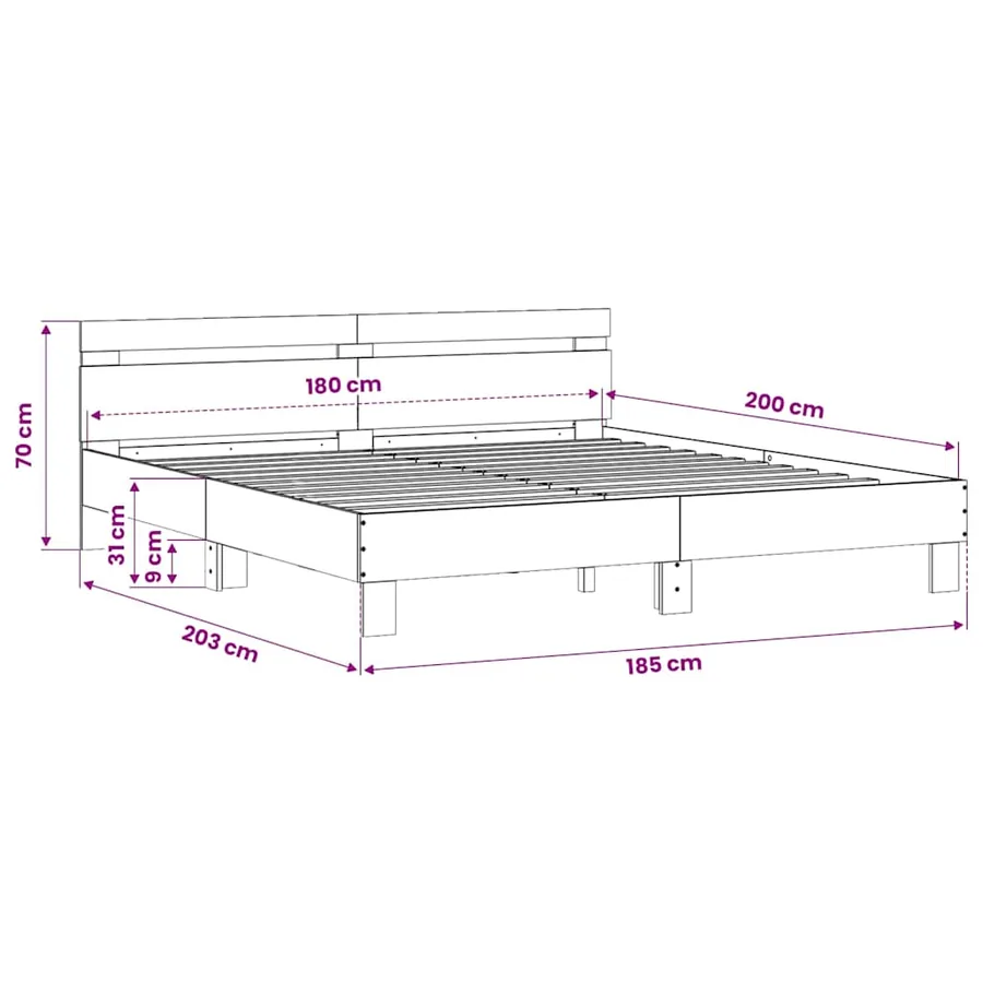 Cadre de lit sans matelas gris béton 180x200 cm - 10