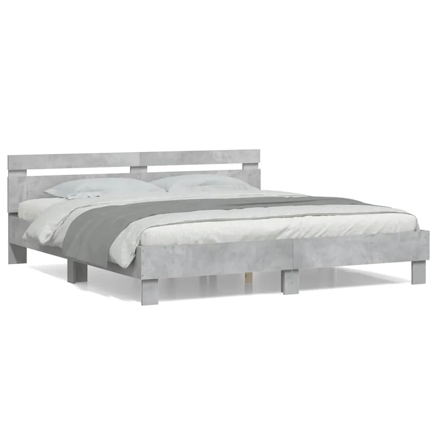 Cadre de lit sans matelas gris béton 180x200 cm - 2