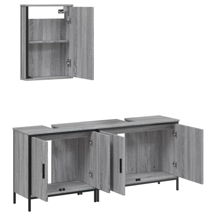 Ensemble de meubles de salle de bain 3 pcs Sonoma gris - 5