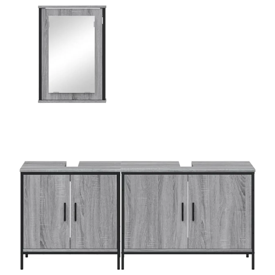 Ensemble de meubles de salle de bain 3 pcs Sonoma gris - 6