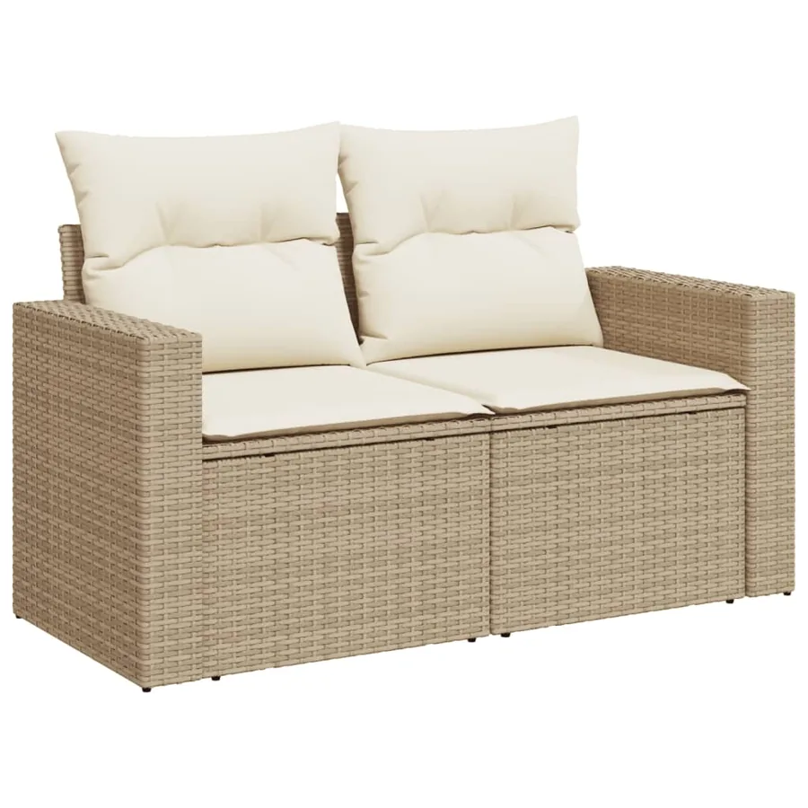 Salon de jardin avec coussins 10 pcs beige résine tressée - 5