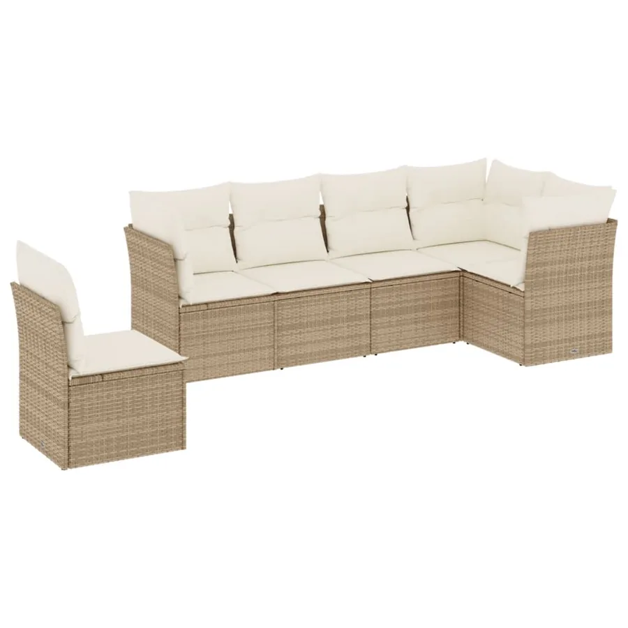 Salon de jardin avec coussins 6 pcs beige résine tressée - 2