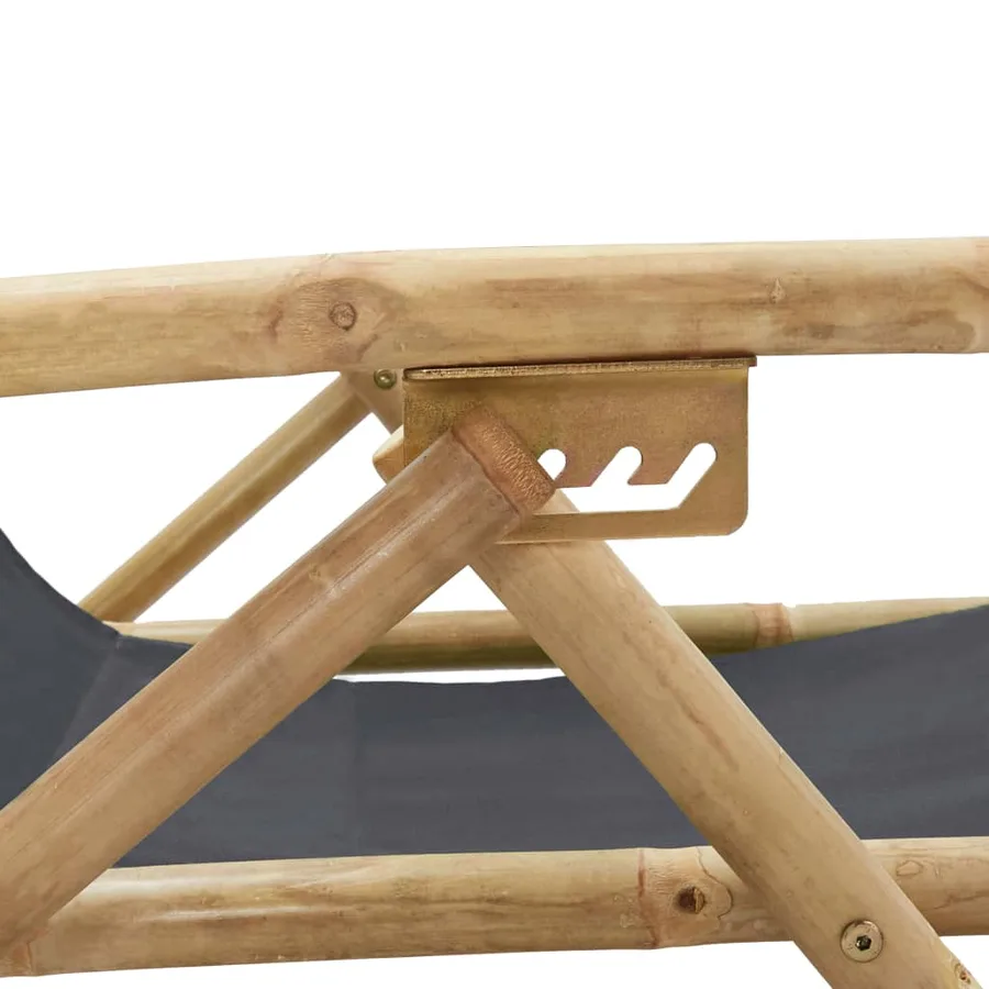 Chaise de relaxation inclinable Gris foncé Bambou et tissu - 7