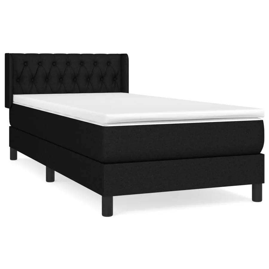 Sommier à lattes de lit avec matelas Noir 100x200 cm Tissu - 2