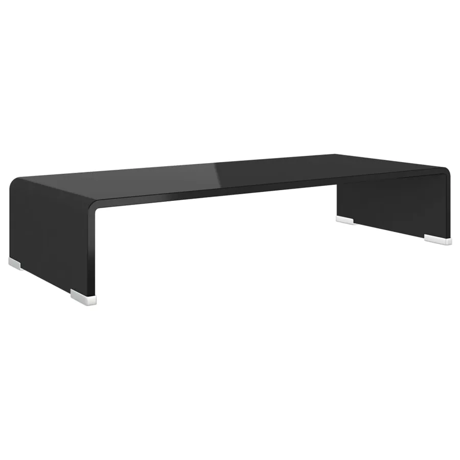 Meuble TV/support pour moniteur 60x25x11 cm verre noir - 2