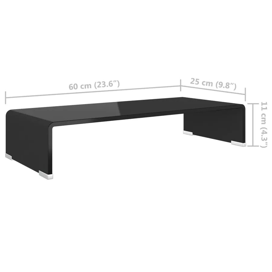Meuble TV/support pour moniteur 60x25x11 cm verre noir - 6