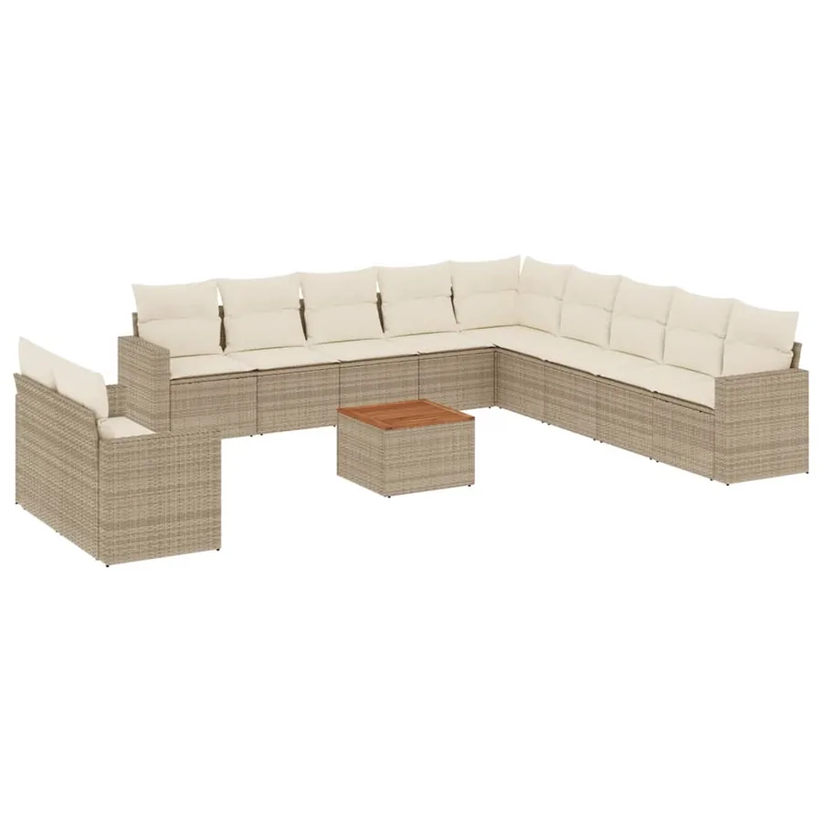 Salon de jardin avec coussins 12 pcs beige résine tressée - 2