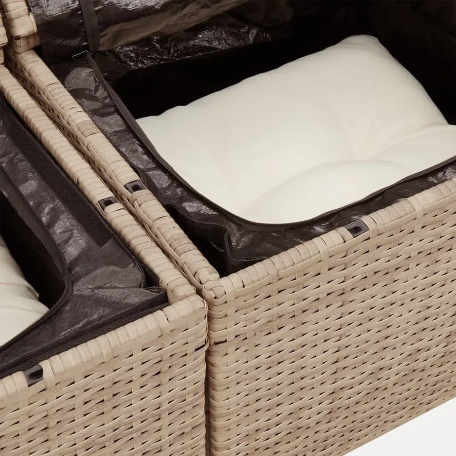 Salon de jardin avec coussins 12 pcs beige résine tressée - 9