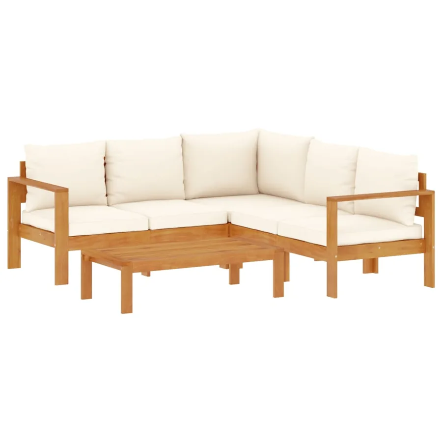 Salon de jardin avec coussins 4 pcs bois d'acacia massif - 2