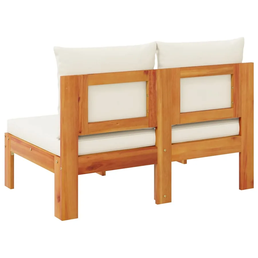 Canapé de jardin sans accoudoirs coussins 2 places bois acacia - 6