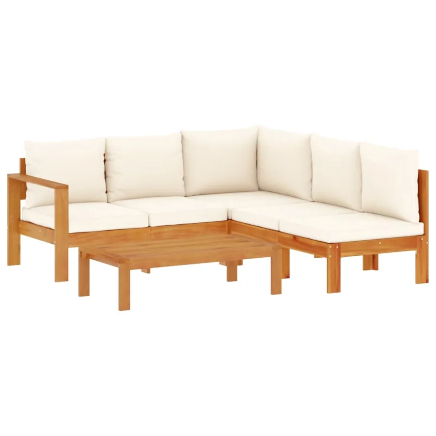 Salon de jardin avec coussins 4 pcs bois d'acacia massif - 2