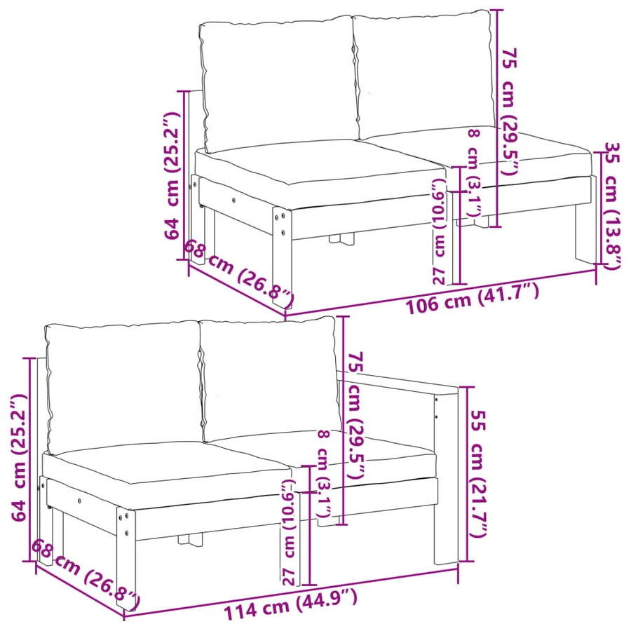 Salon de jardin avec coussins 10 pcs bois d'acacia solide - 11