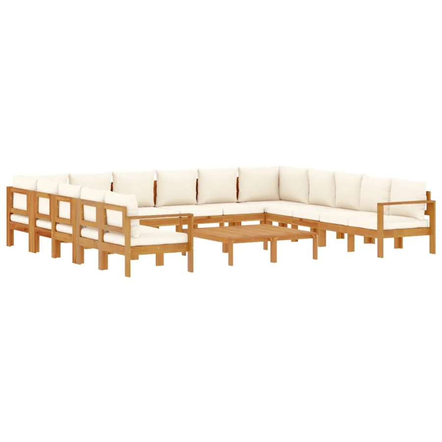 Salon de jardin avec coussins 10 pcs bois d'acacia solide - 2