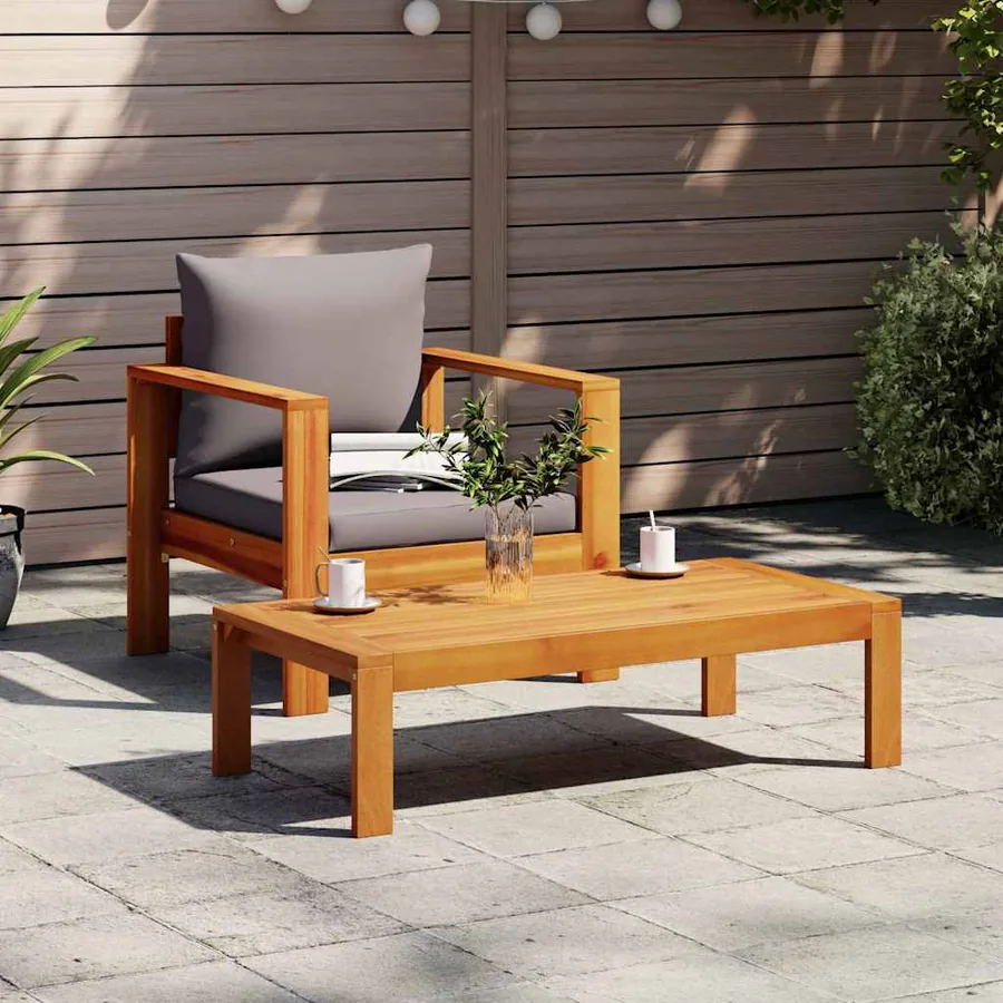 Chaise de jardin avec coussins bois massif d'acacia - 3