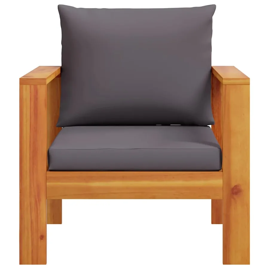 Chaise de jardin avec coussins bois massif d'acacia - 4