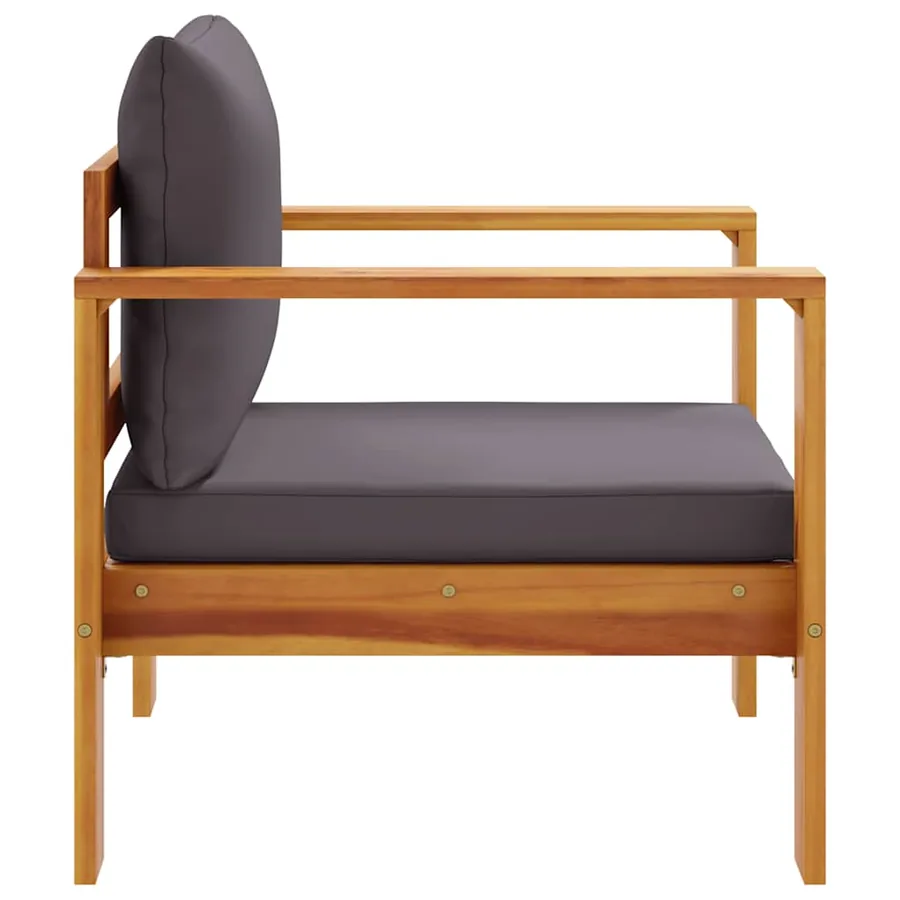 Chaise de jardin avec coussins bois massif d'acacia - 5