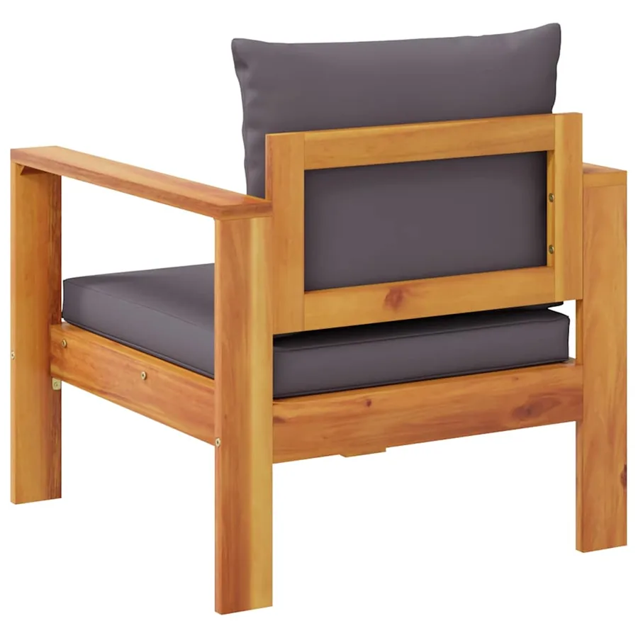 Chaise de jardin avec coussins bois massif d'acacia - 6