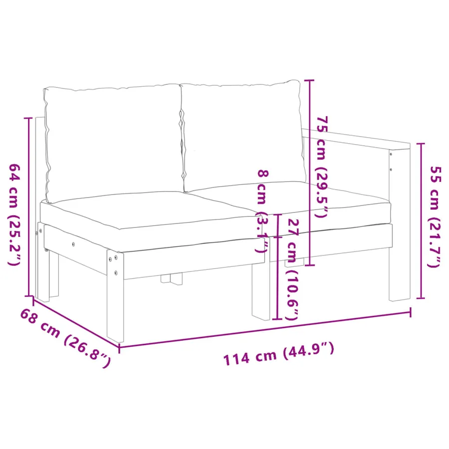 Salon de jardin avec coussins 5 pcs Bois d'acacia solide - 10