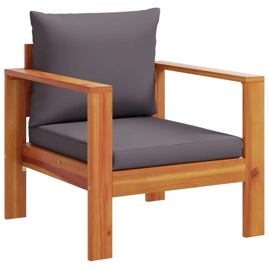 Salon de jardin avec coussins 5 pcs Bois d'acacia solide - 5
