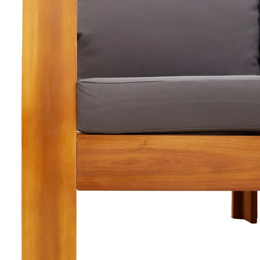 Salon de jardin avec coussins 5 pcs Bois d'acacia solide - 7