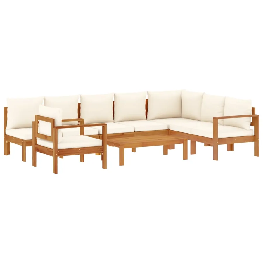 Salon de jardin avec coussins 6 pcs bois d'acacia solide - 2
