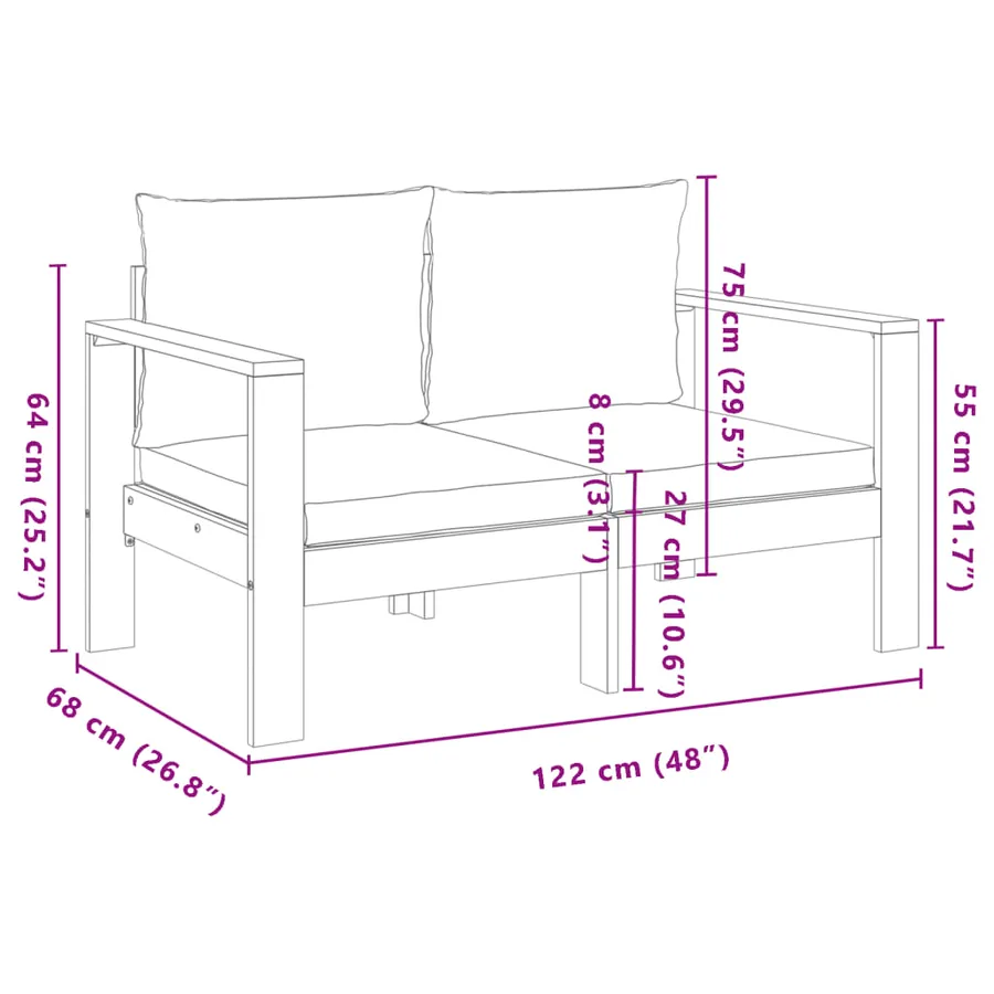 Salon de jardin avec coussins 4 pcs bois d'acacia massif - 8