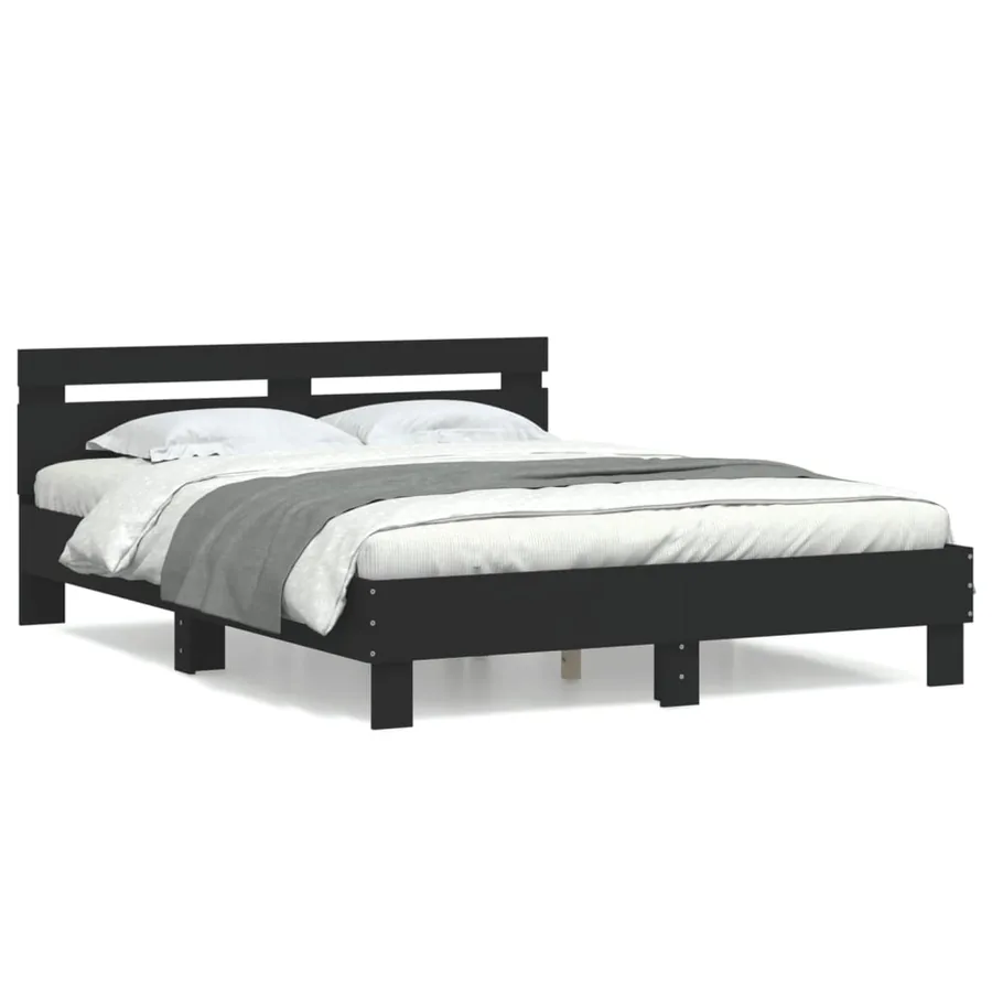 Cadre de lit sans matelas noir 140x200 cm - 2