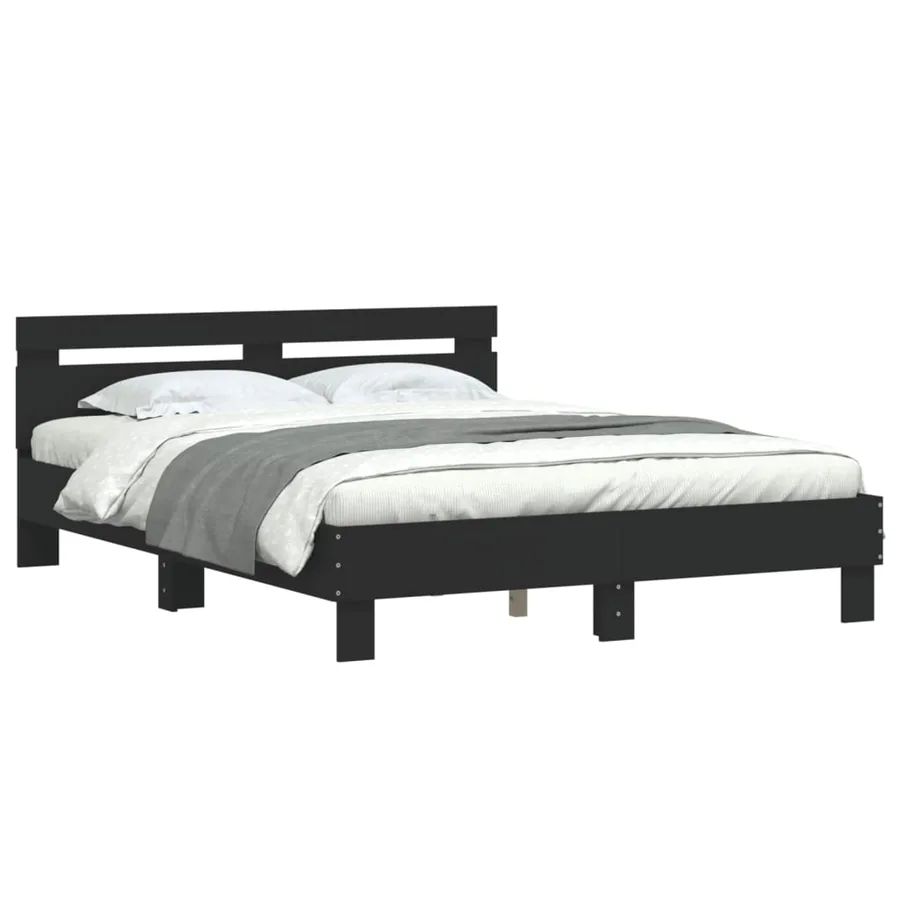Cadre de lit sans matelas noir 140x200 cm - 4