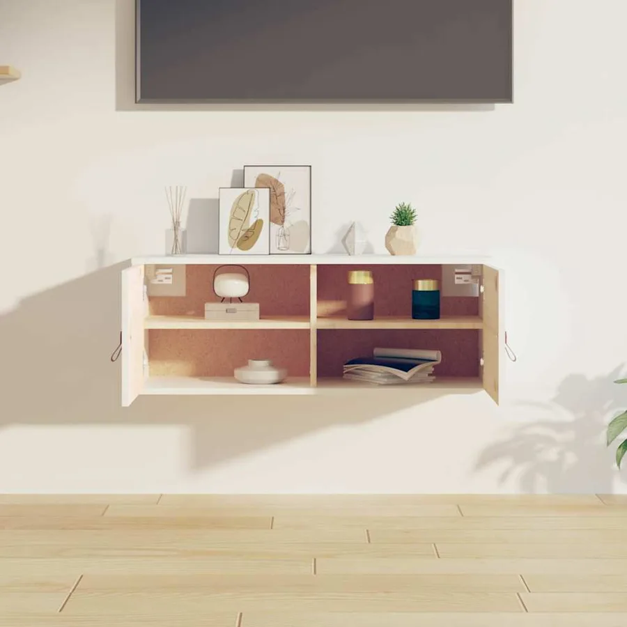Armoire murale Blanc 80x30x30 cm Bois de pin massif - 3